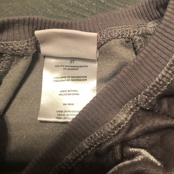 Velour Gray and Pink Sequin Long Sleeve Hearts - Picture 3 of 5